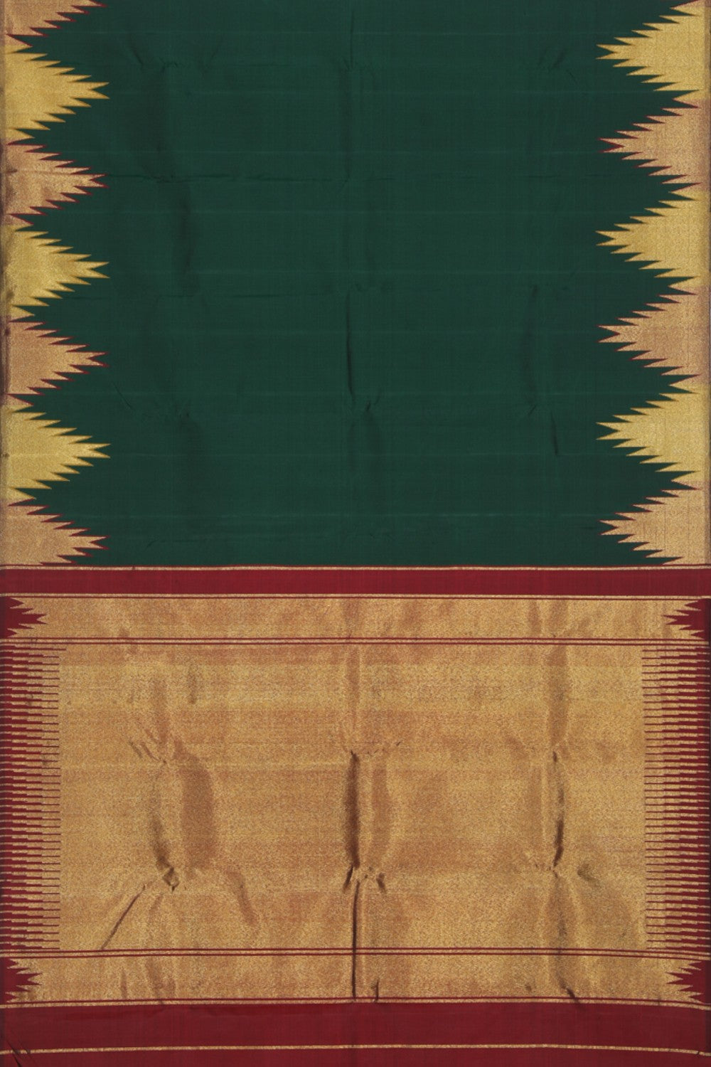 Image of Kanjivaram Silk Bottle Green Saree